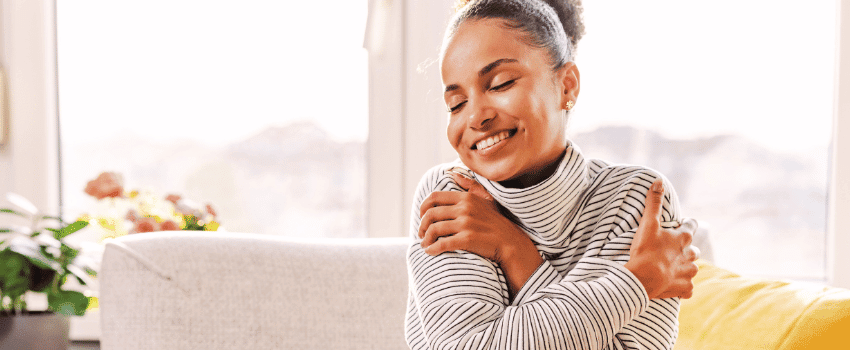 woman embracing herself in Self-Energy