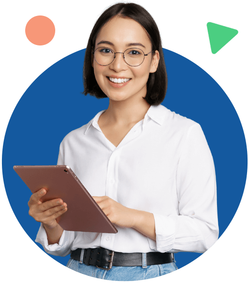 Woman holding iPad